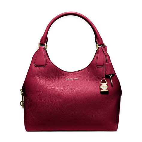 Lyst Michael Kors Camille Large Leather Shoulder Bag In Red
