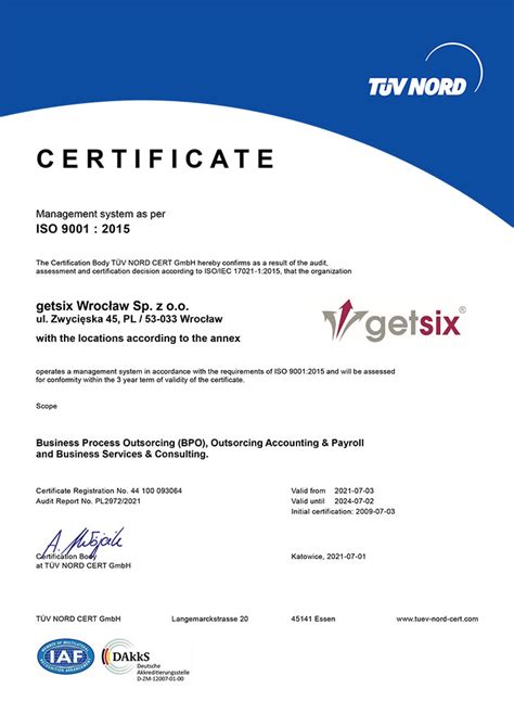 Certificate Of Iso 9001 Getsix