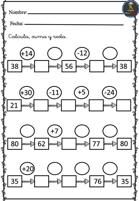 Cálculo Mental Sumas Y Restas Ejercicios De Calculo Calculo Mental