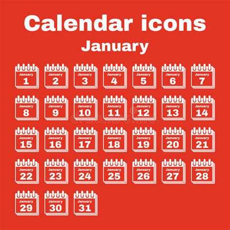 Calendar Icon January Symbol Flat Stock Illustrations 3240 Calendar