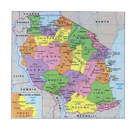 Detailed Administrative Map Of Tanzania Tanzania Africa Mapsland
