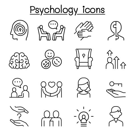 Psychology Icon Set In Thin Line Style 2186502 Vector Art At Vecteezy