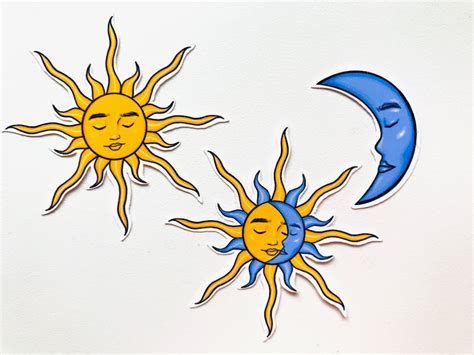 Sun And Moon Stickers Vinyl Sticker Celestial Astrology Etsy