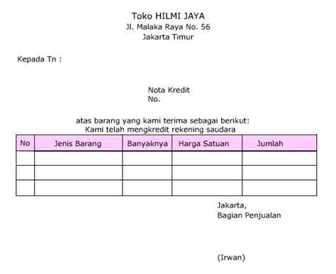 Debit Note Contoh Management And Leadership