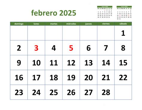 Calendario Febrero 2025 De México