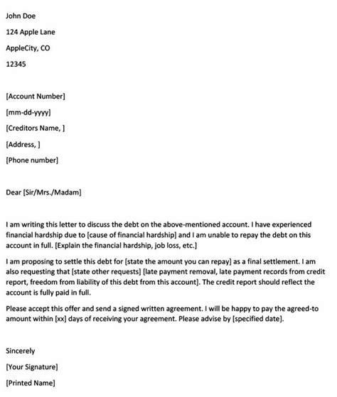 Free Debt Settlement Offer Letter Template And Example Docformats