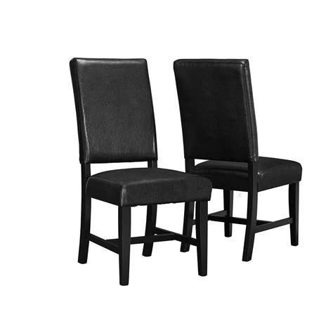 Monarch Specialties Leather Wood Black Parson Armless Dining Chair With