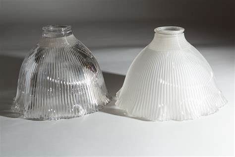 Vintage Holophane Glass Shade Prismatic Light Pendant Ruffled Fixture Shade Pleated Mid