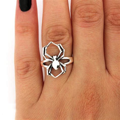 Gothic Punk Black Widow Ring Spider Finger Ring Halloween Jewelry Gift