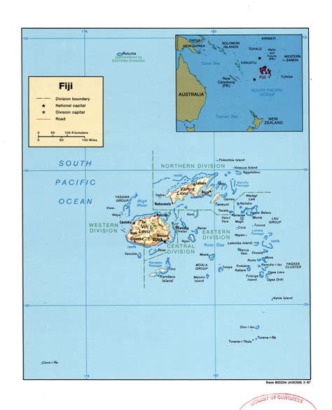 Detailed Political Map Of Fiji Ezilon Maps