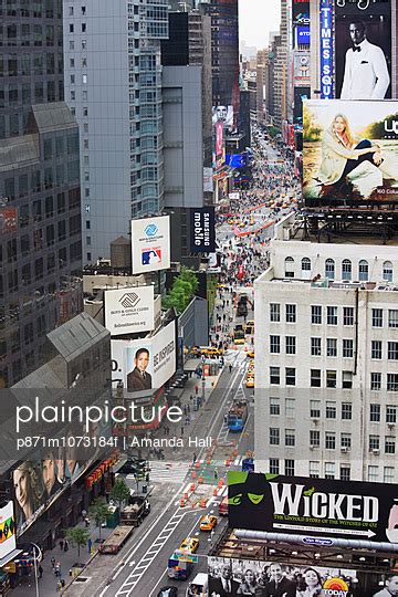 High Angle View Broadway And Times Square Manhattan New York City