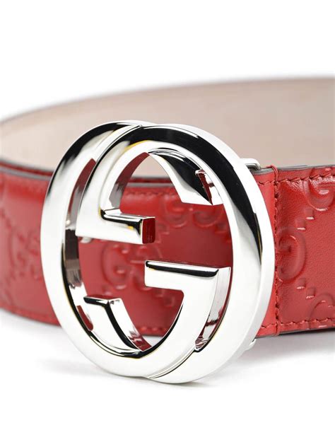 Gucci Interlocking Gg Leather Belt In Red For Men Lyst