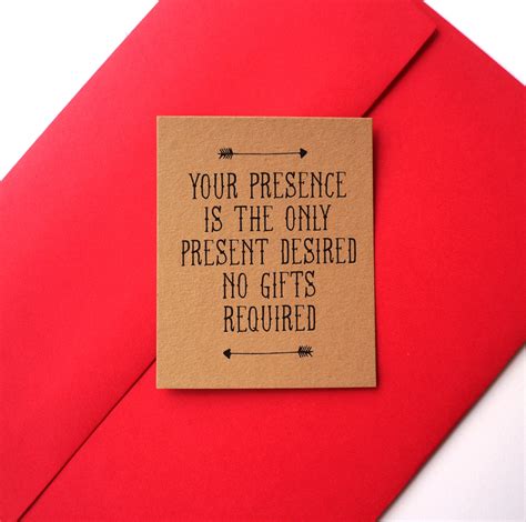 Your Presence Is The Only Present Desired No Gifts Invitation Etsy Australia