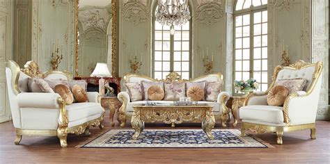 Luxury Chenille Gold Champagne Sofa Set 3pcs Traditional Homey Design