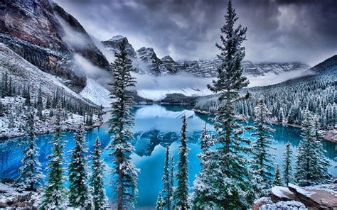 Télécharger Fonds Décran Le Lac Moraine Hiver Banff Hdr Lac Bleu