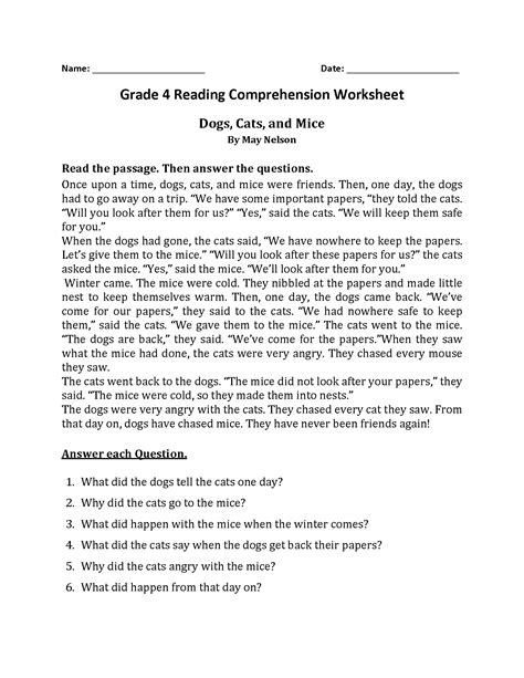 It shows how well you have understood a paragraph that you have read or how correctly you have grasped its to test it, a set of questions is given after a paragraph relating to the subject matter. 4th Grade Reading Comprehension Worksheets - Best Coloring ...