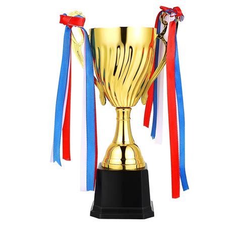 Gold Award Trophy Cups Golden Metal Trophies Cup With Ribbon For