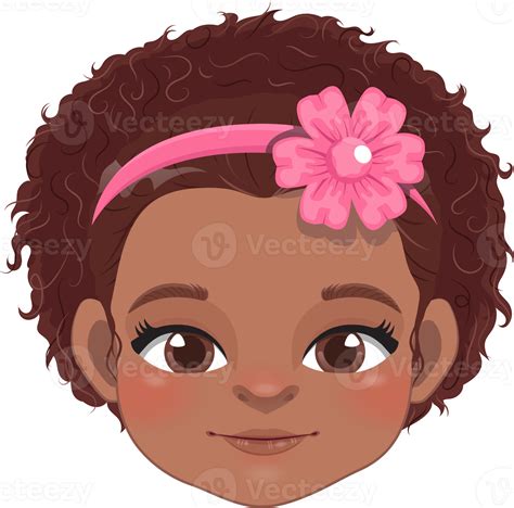 Cute Black Baby Girl Face Collection American African Cartoon