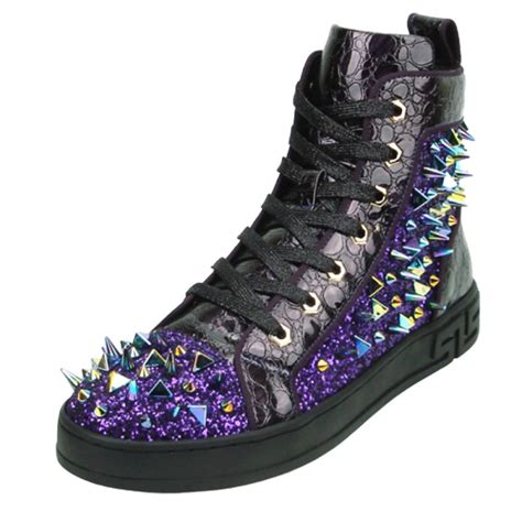 Purple Spikes High Top Sneakers Ultimate Menswear