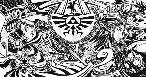 White And Black Abstract Illustration The Legend Of Zelda Link Zelda