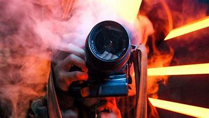 Photographer Camera Smoke Neon Lens 1080p Hdtv