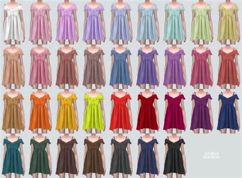 Sims4 Marigold Off Shoulder Frill Mini Dress Color V • Sims 4