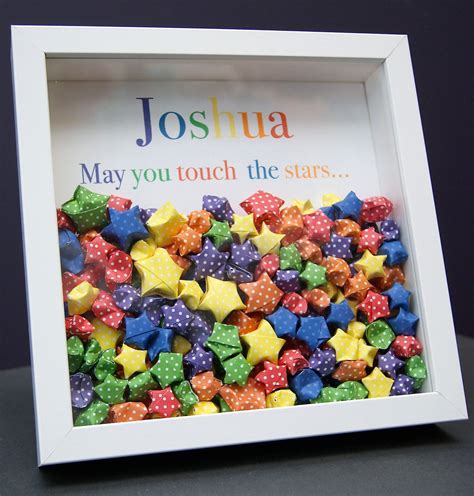 Personalized Name Frame Of Paper Lucky Stars In Shadowbox