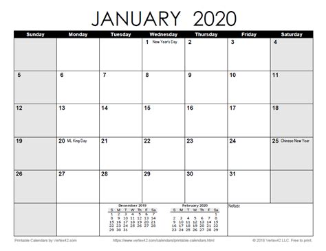 12 Month 2020 Monthly Calendar Template Word