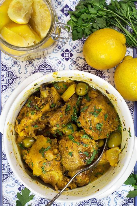 This moroccan chicken tagine recipe is delicious, authentic and easy to make. Moroccan Chicken Tagine Recipe - w/ Preserved Lemons & Olives