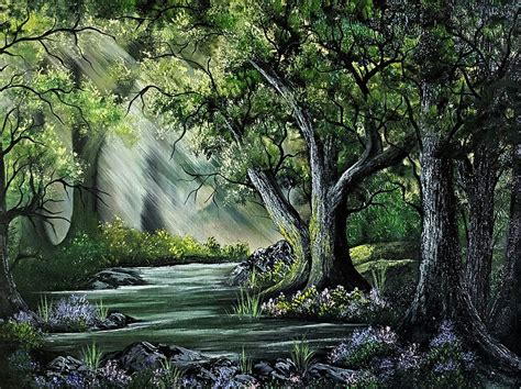 Sacred River Mystical Whimsical Magical Forest Acrylic Original