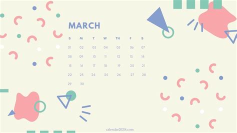 Aesthetic March 2021 Calendar Desktop Wallpaper Kopi Mambudem