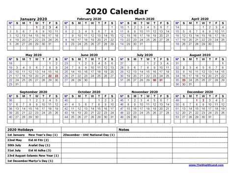 Print Calendar 2020 Uae Month Calendar Printable