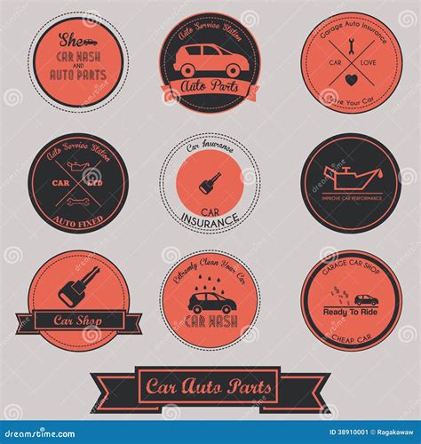 Car Auto Parts Vintage Label Design Stock Vector Illustration Of