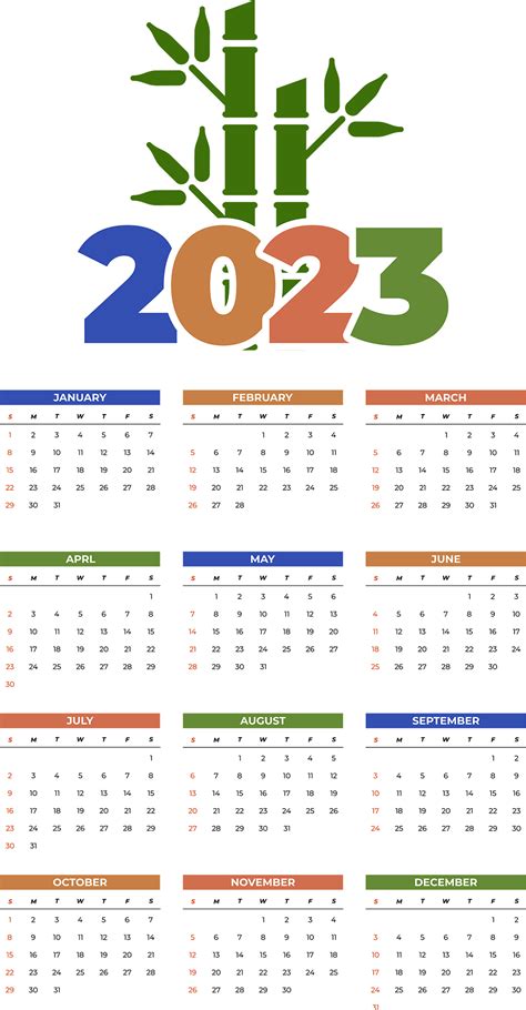 2023 Calendar Design Bamboo Background Png Calendar Design Calendar