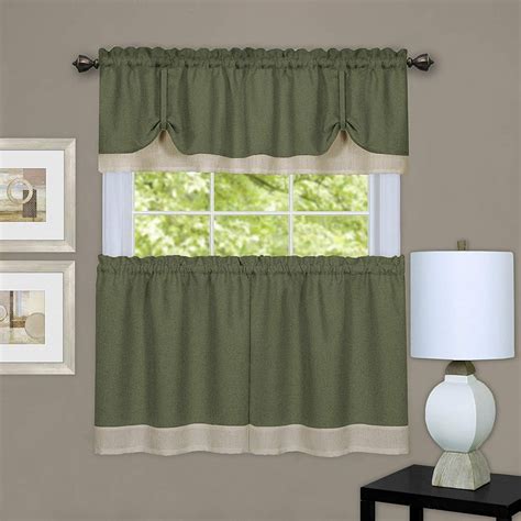 Woven Trends Two Tone Window Curtain Tier Pair And Valance Set Double