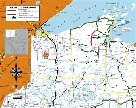 Detailed Maps Wisconsin Motorcycle Roads Travel Guide
