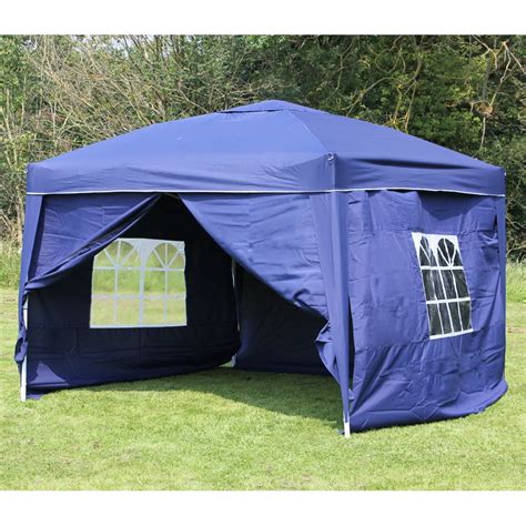 10 X 10 Palm Springs Ez Pop Up Blue Canopy Gazebo Tent With 4 Side