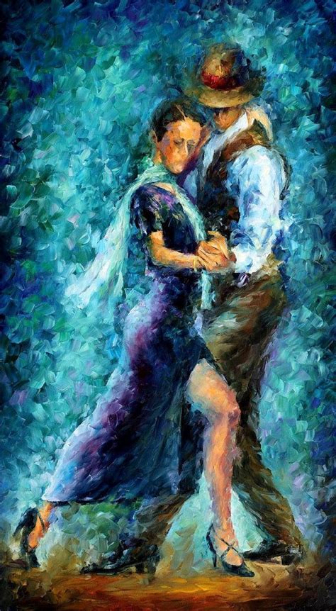 Dancing Couple Oil Painting On Canvas De Leonid Afremov Blue Tango