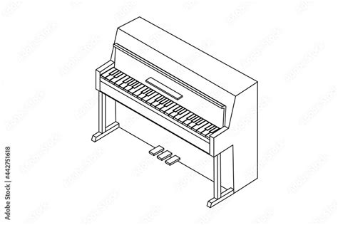 piano keys vector illustration. Outline black and white illustration