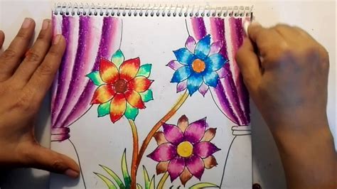 Easy Flower Oil Pastel Painting Tutorial Tropic Drawing