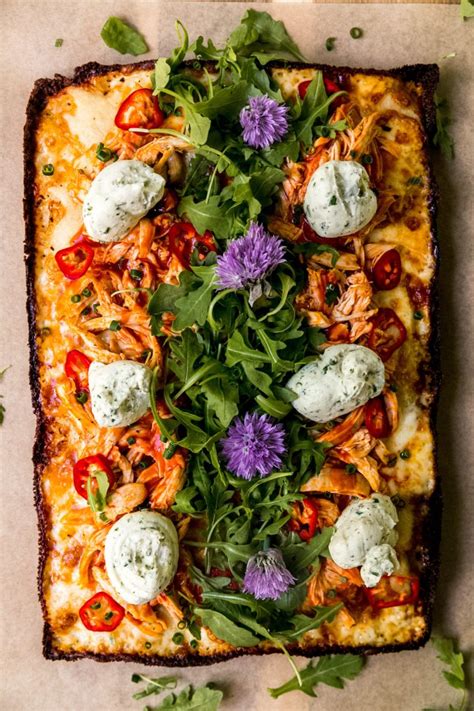 Buffalo Chicken Detroit Style Pizza With Ranch Ricotta Never Not Hungry