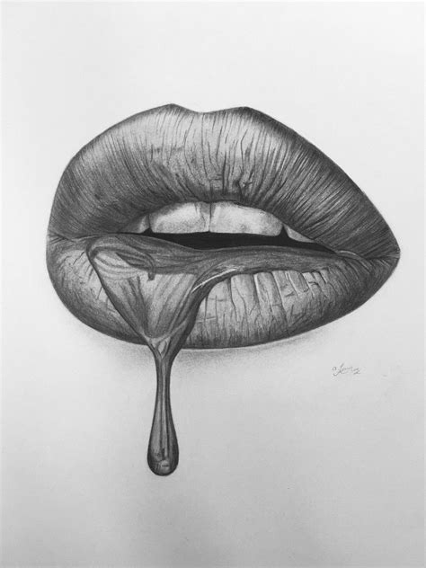 Dripping Lip No Pencil Drawing By Amelia Taylor In Cool Pencil Drawings Pencil