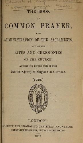 The Book Of Common Prayer 1869 Edition Open Library