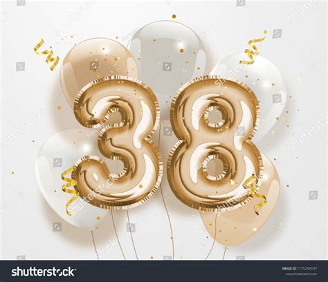 Happy 38th Birthday Gold Foil Balloon Stock Illustration 1775259197