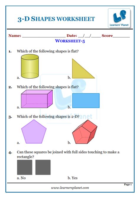 Worksheet For Shapes For Grade 3 Geometry Worksheets For Students In