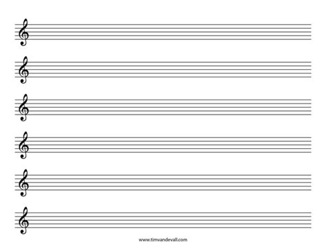 Blank Treble Clef Staff Paper Free Sheet Music Template Pdf