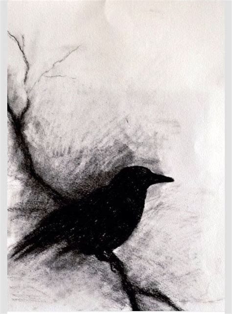 Black Bird Abstract Charcoal Art Charcoal Art Charcoal Drawing