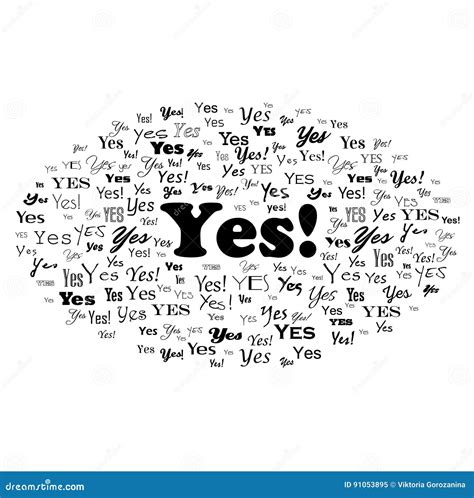 Answer Yes Typography Word Cloud Illustration Vector Isolated On