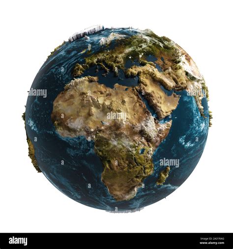 3d Earth Map With Relief White Background Stock Photo Alamy