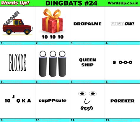 Dingbats Quiz 24 Find The Answers To Over 730 Dingbats Words Up Games